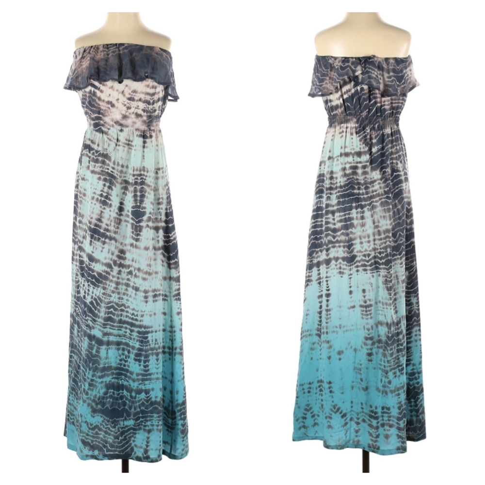 Silk Maxi Dress XS Gypsy 05 Boho Python Tie Dye Strapless Y2k